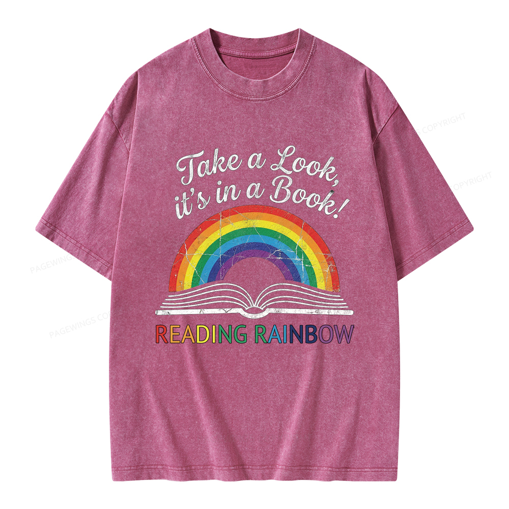Pagewings Reading Rainbow Unisex Washed T-shirt