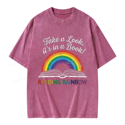 Pagewings Reading Rainbow Unisex Washed T-shirt