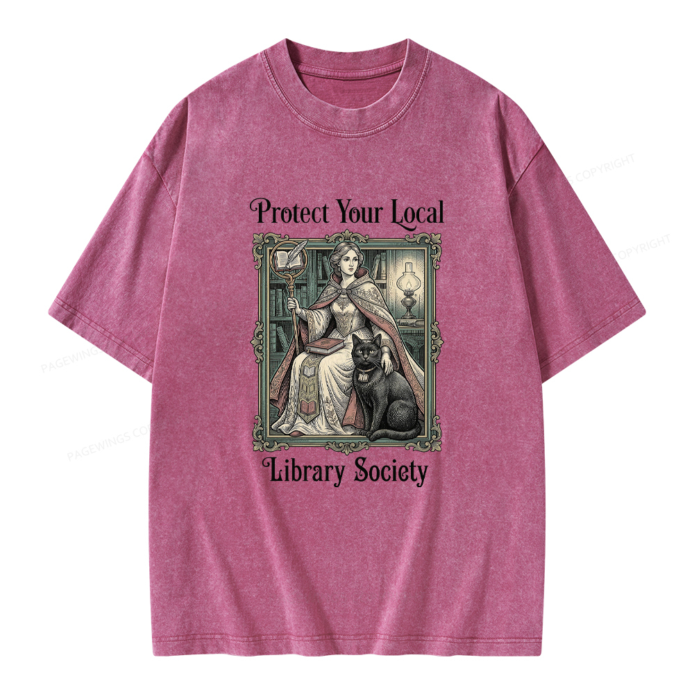 Pagewings Defend Your Local Public Library Unisex Washed T-shirt