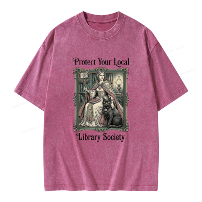 Pagewings Defend Your Local Public Library Unisex Washed T-shirt