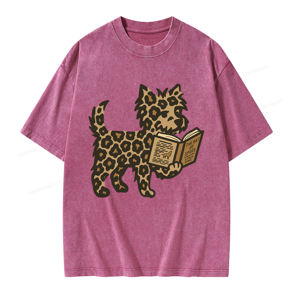 Pagewings Dog And Book Lover Unisex Washed T-shirt