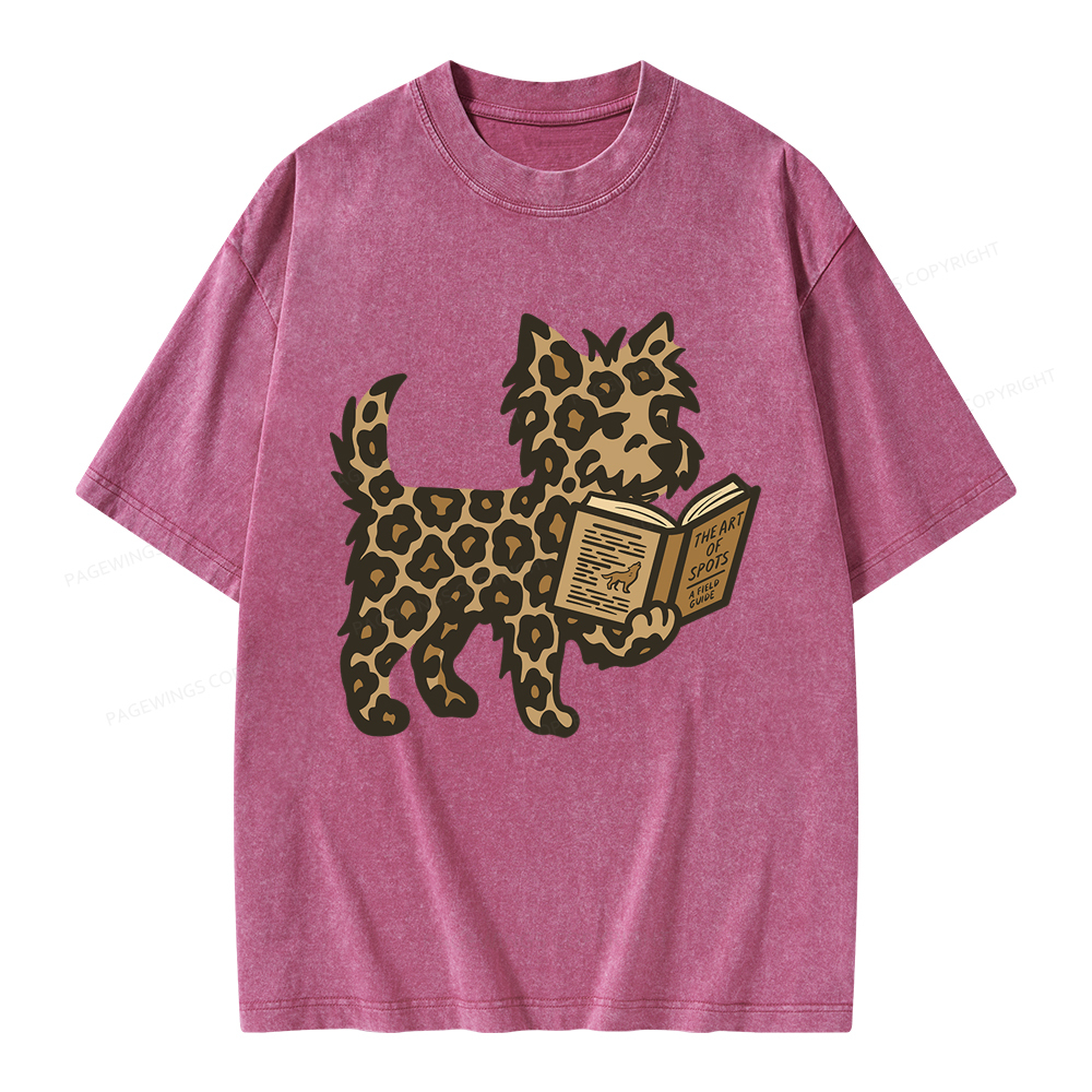 Pagewings Dog And Book Lover Unisex Washed T-shirt