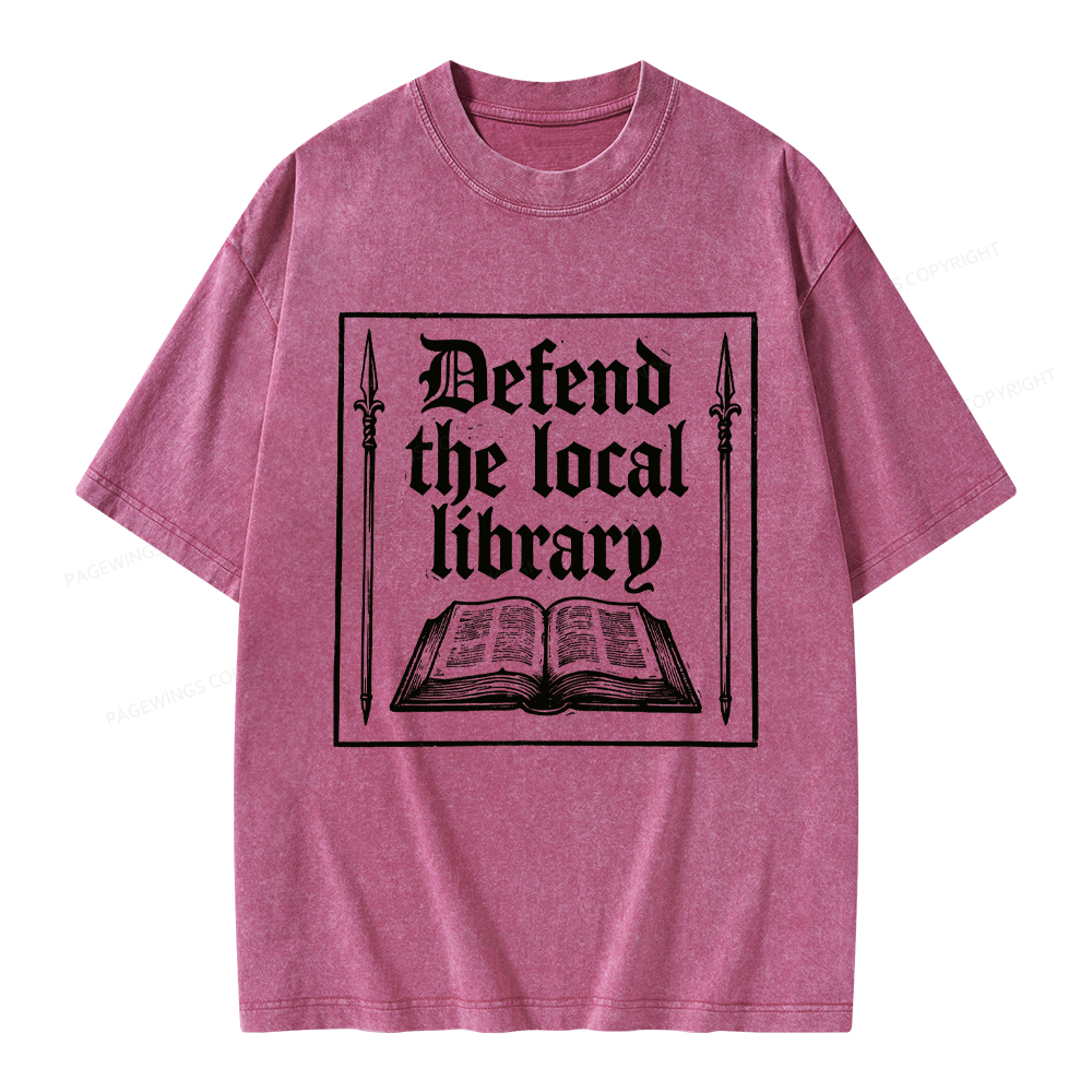 Pagewings Defend Your Local Public Library Unisex Washed T-shirt