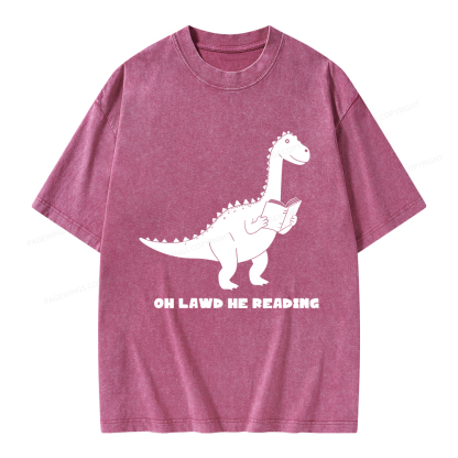 Pagewings Oh Lawd He Reading Unisex Washed T-shirt