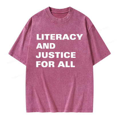Pagewings Literacy And Justice For All Unisex Washed T-shirt