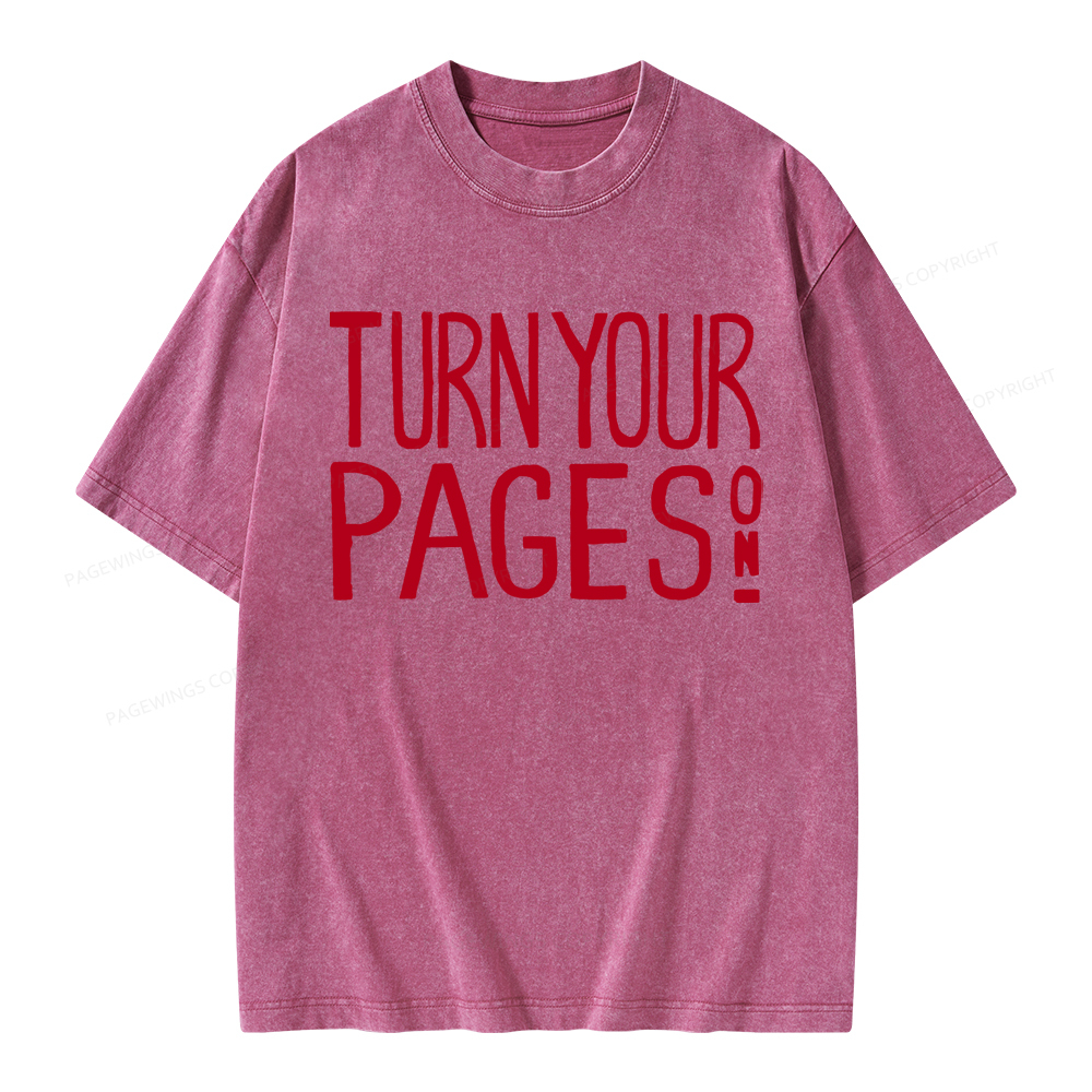 Pagewings Turn Your Pages On Unisex Washed T-shirt