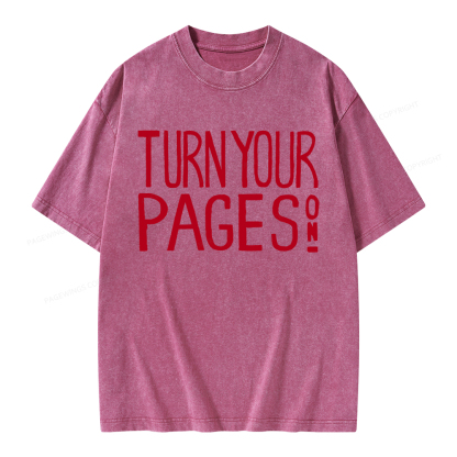 Pagewings Turn Your Pages On Unisex Washed T-shirt
