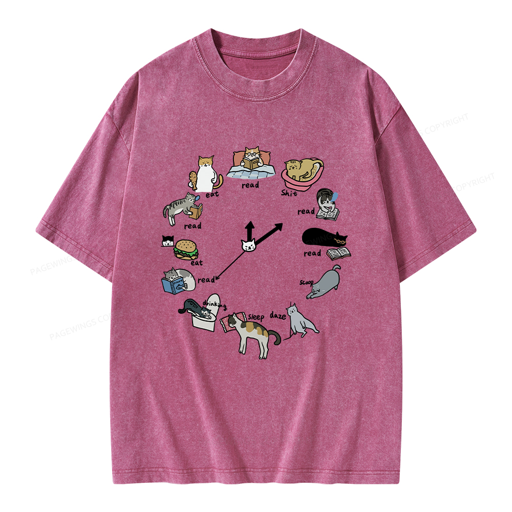 Pagewings Cat Read Unisex Washed T-shirt