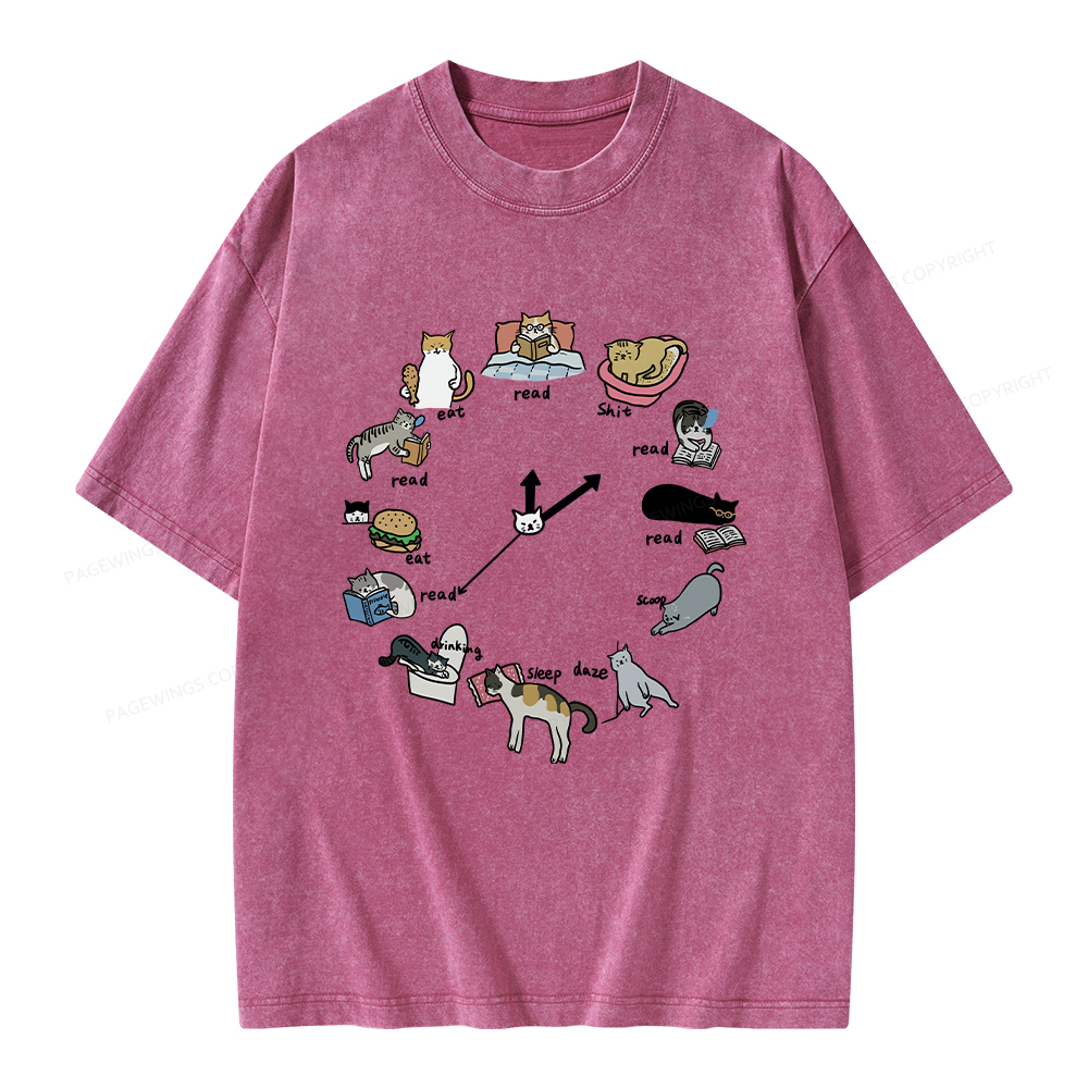 Pagewings Cat Read Unisex Washed T-shirt