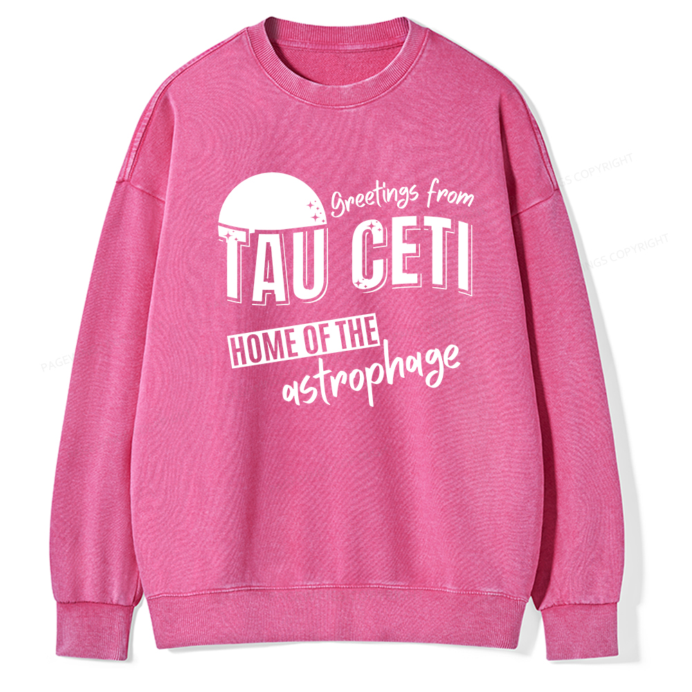 Pagewings Greetings From Tau Ceti Home Of The Astrophage Unisex Washed Sweatshirt