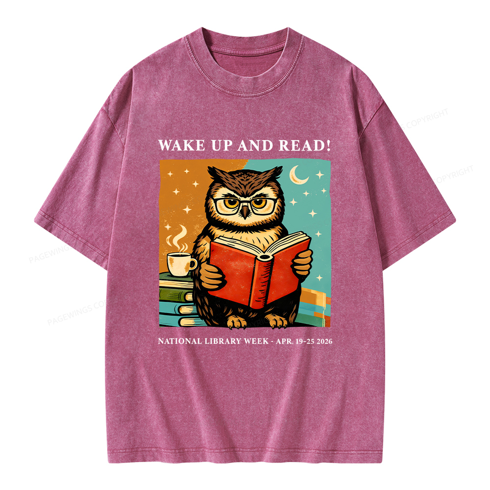 Pagewings Wake Up And Read Unisex Washed T-shirt