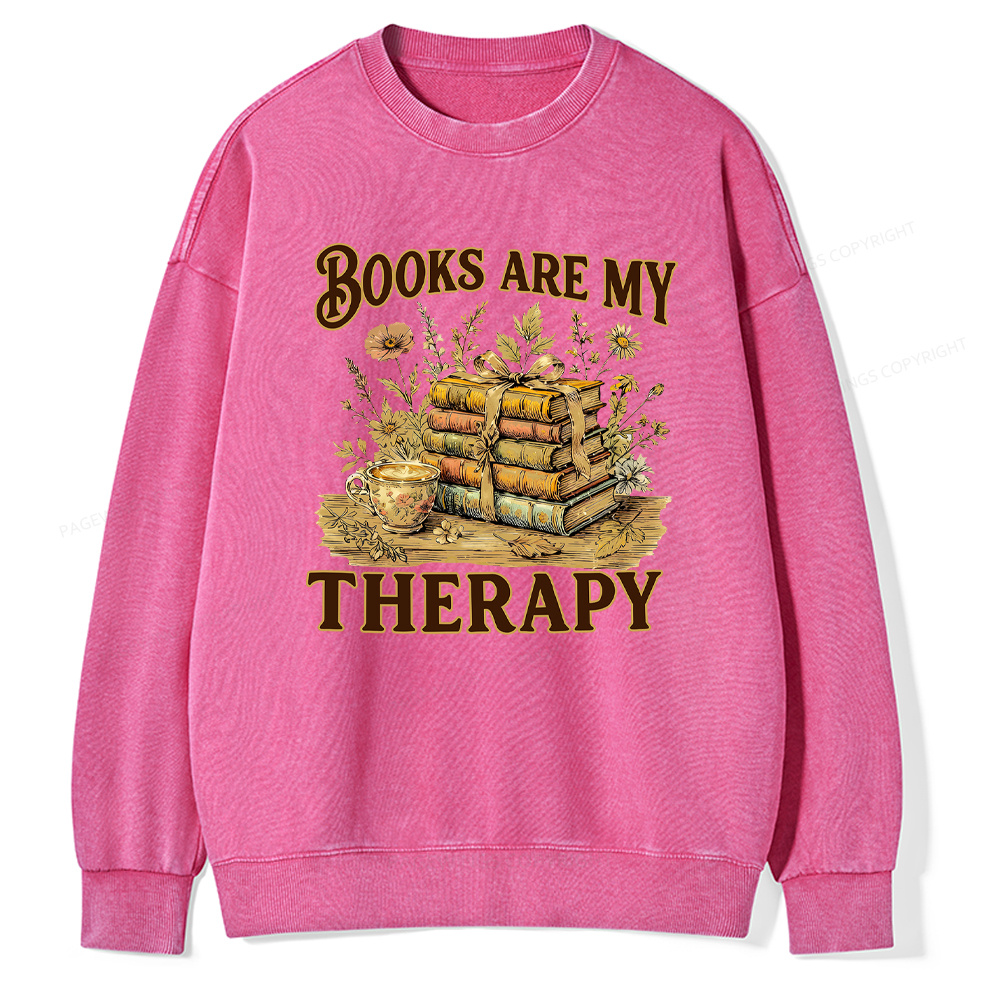 Pagewings Books Are My Therapy Unisex Washed Sweatshirt