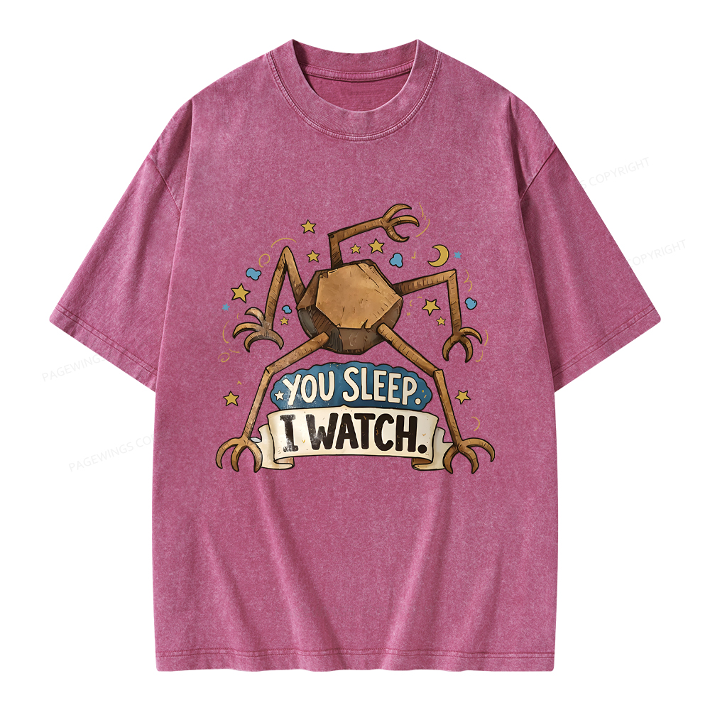 Pagewings You Sleep I Watch Unisex Washed T-shirt