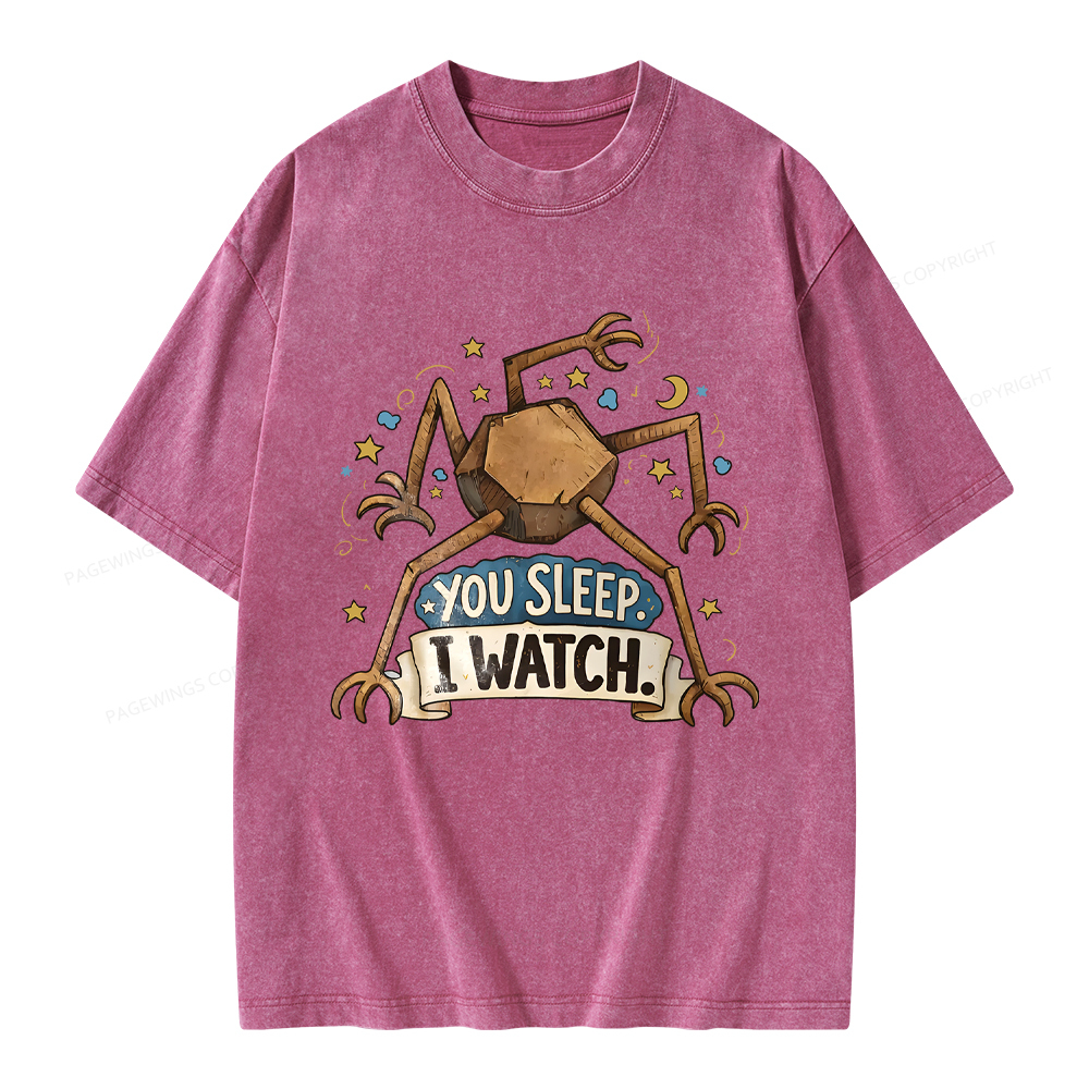 Pagewings You Sleep I Watch Unisex Washed T-shirt