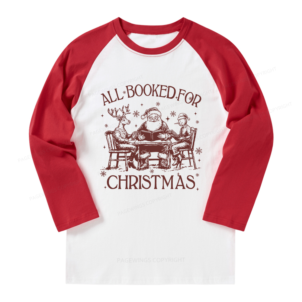 Pagewings Retro All Booked For Christmas Long Sleeve Raglan T-shirt