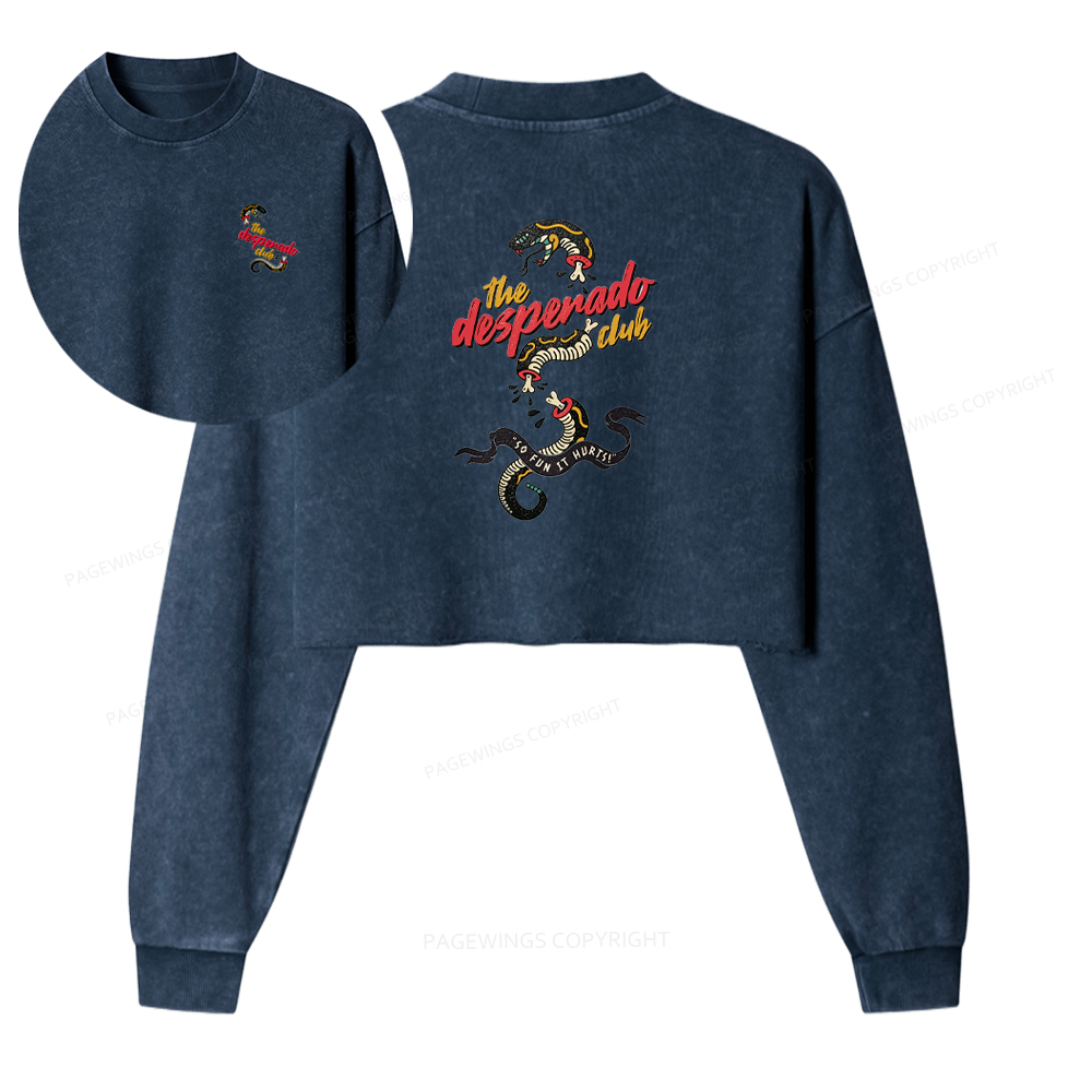 Pagewings The Desperado Club Washed Crop Sweatshirt