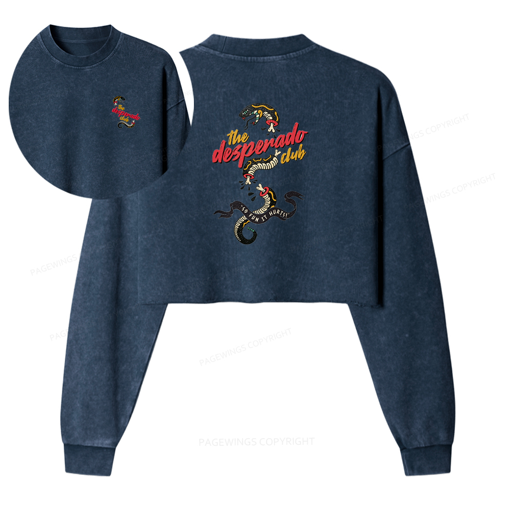 Pagewings The Desperado Club Washed Crop Sweatshirt