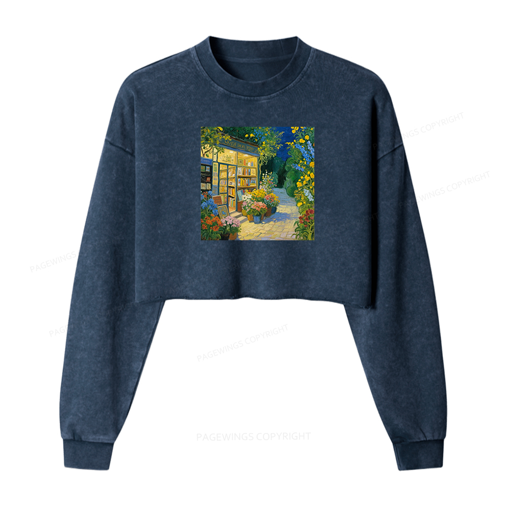 Pagewings Bookshop Washed Crop Sweatshirt