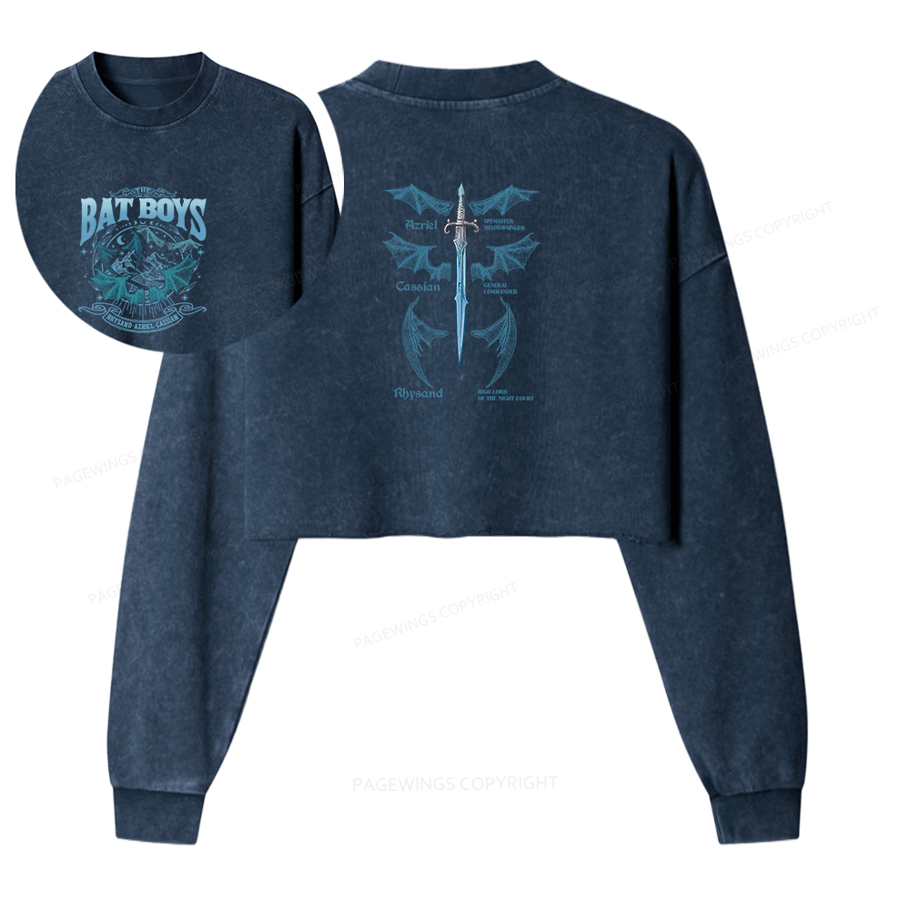 Pagewings Bat Boys Washed Crop Sweatshirt