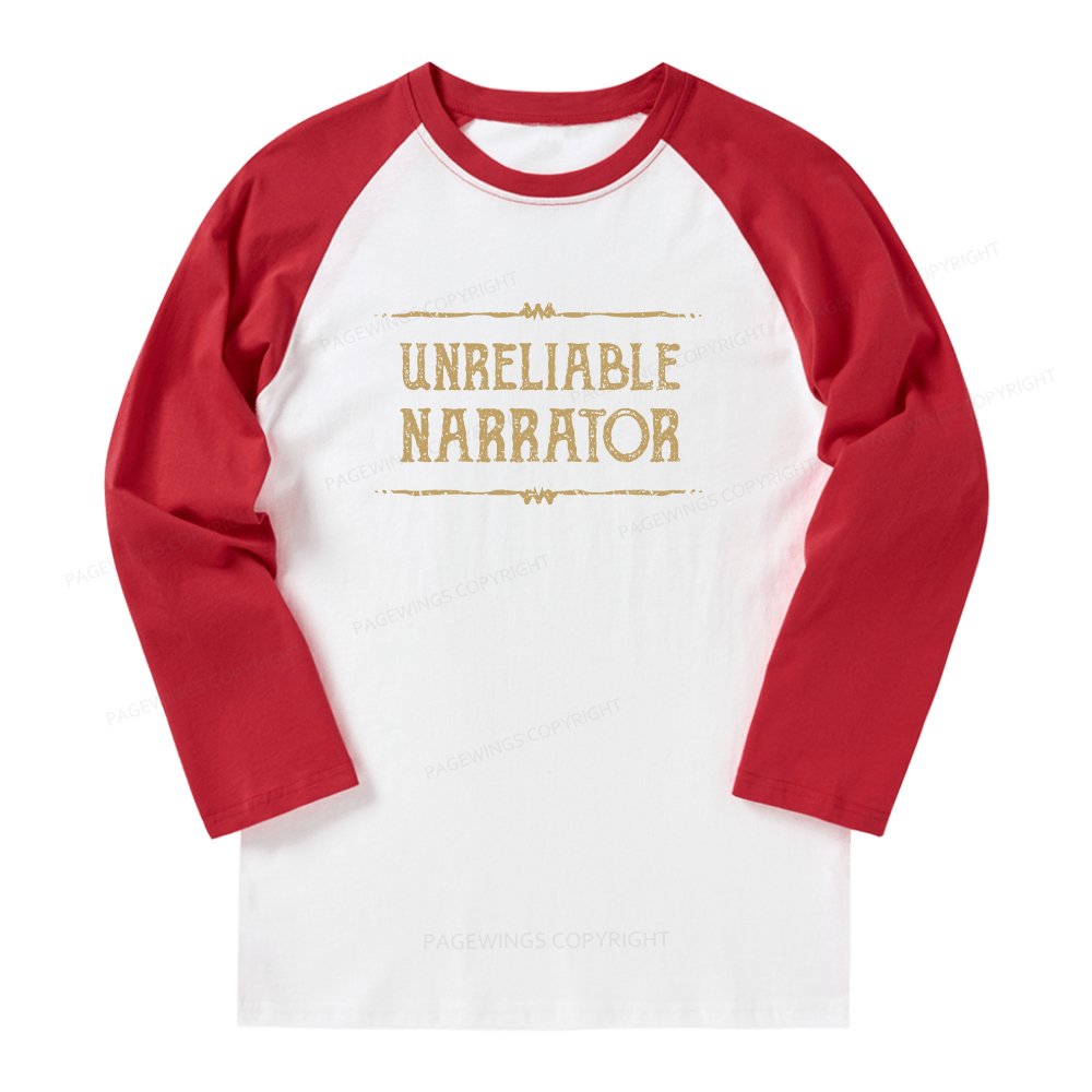 Pagewings Unreliable Narrator Long Sleeve Raglan T-shirt
