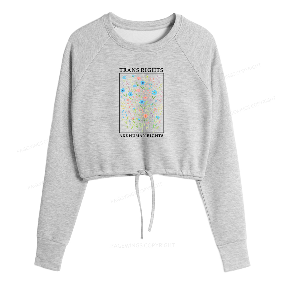 Pagewings Trans Rights Are Human Rights Women Cropped Sweatshirt 
