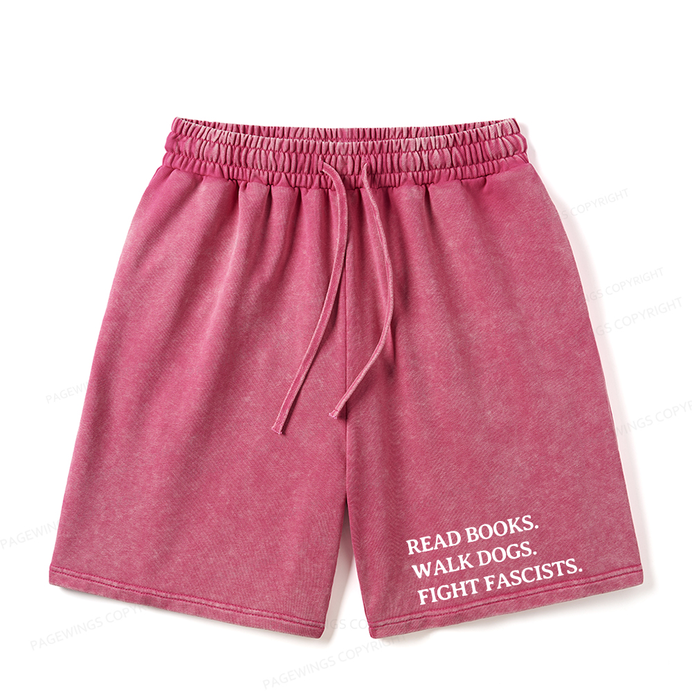 Pagewings Read Books Walk Dogs And Fight Unisex Washed Shorts