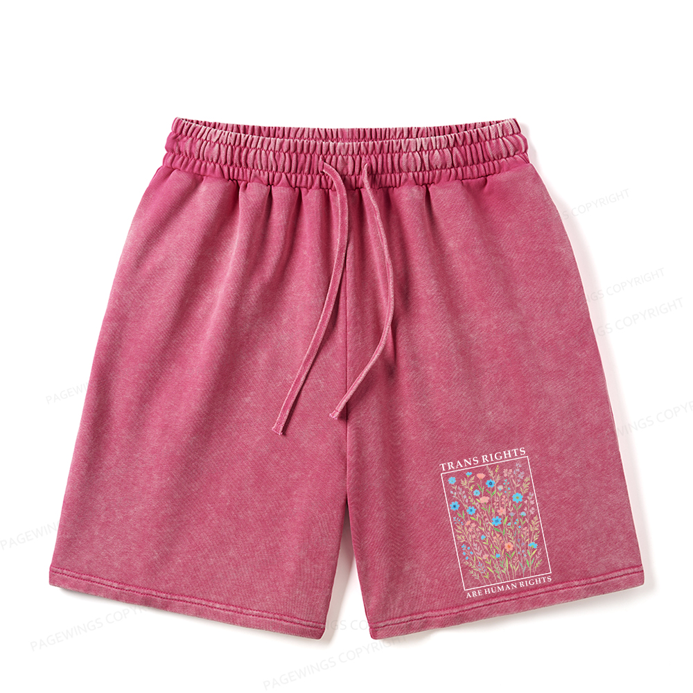 Pagewings Trans Rights Are Human Rights Unisex Washed Shorts