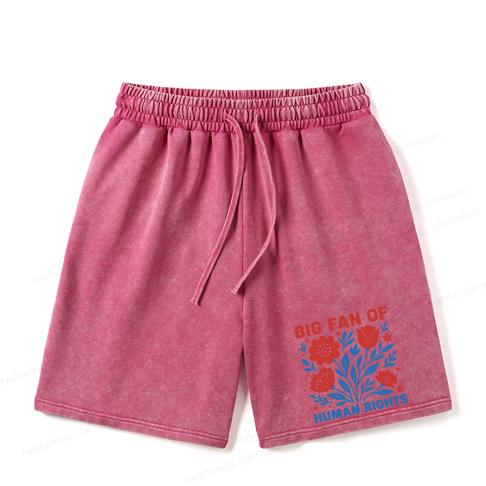 Pagewings Big Fan Of Human Rights Unisex Washed Shorts