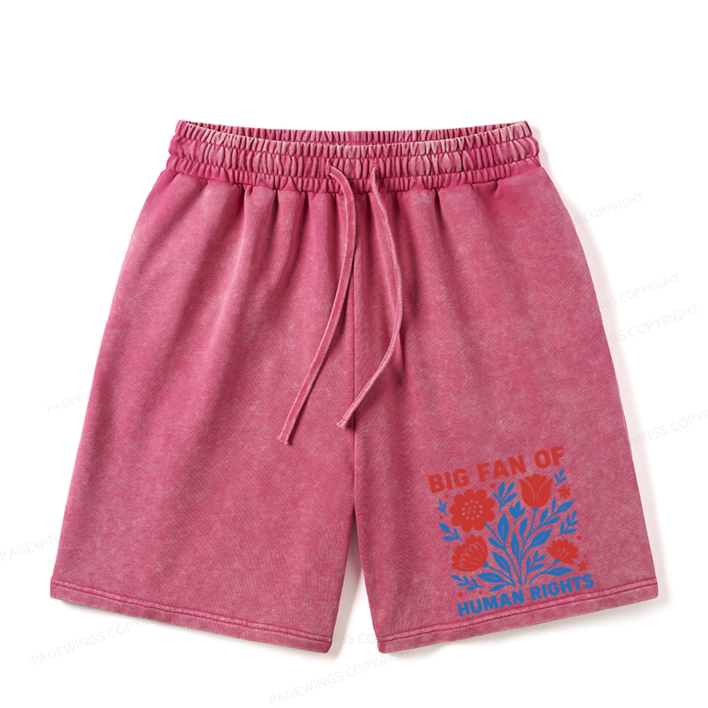 Pagewings Big Fan Of Human Rights Unisex Washed Shorts