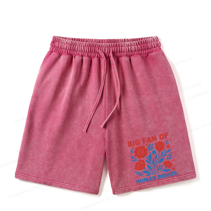Pagewings Big Fan Of Human Rights Unisex Washed Shorts