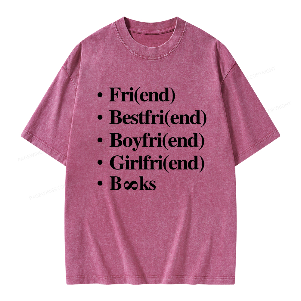 Pagewings Friends Love And Books Matter Unisex Washed T-shirt