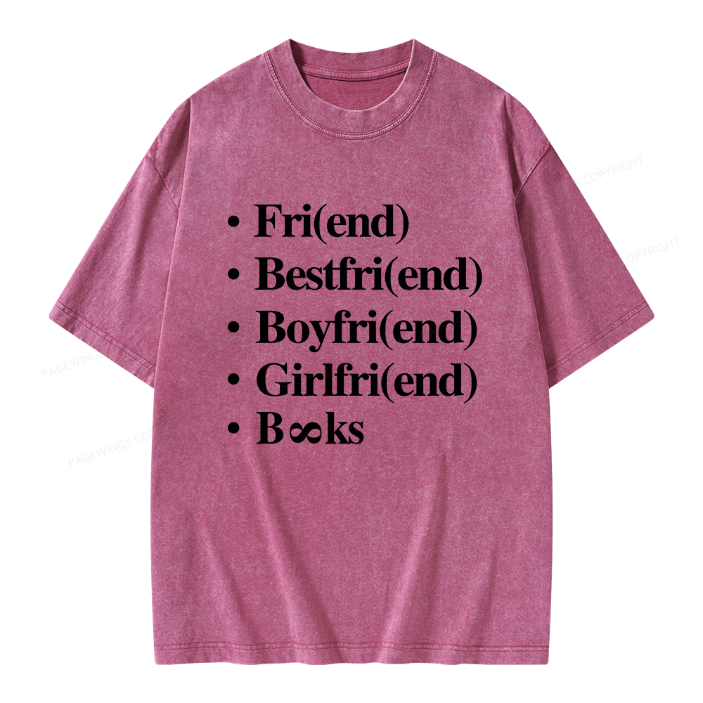 Pagewings Friends Love And Books Matter Unisex Washed T-shirt