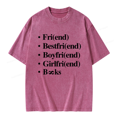 Pagewings Friends Love And Books Matter Unisex Washed T-shirt