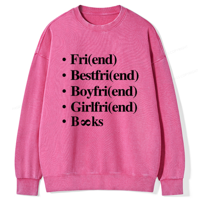 Pagewings Friends Love And Books Matter Unisex Washed Sweatshirt
