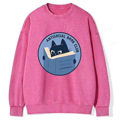 Pagewings Anitisocial Book Club Unisex Washed Sweatshirt