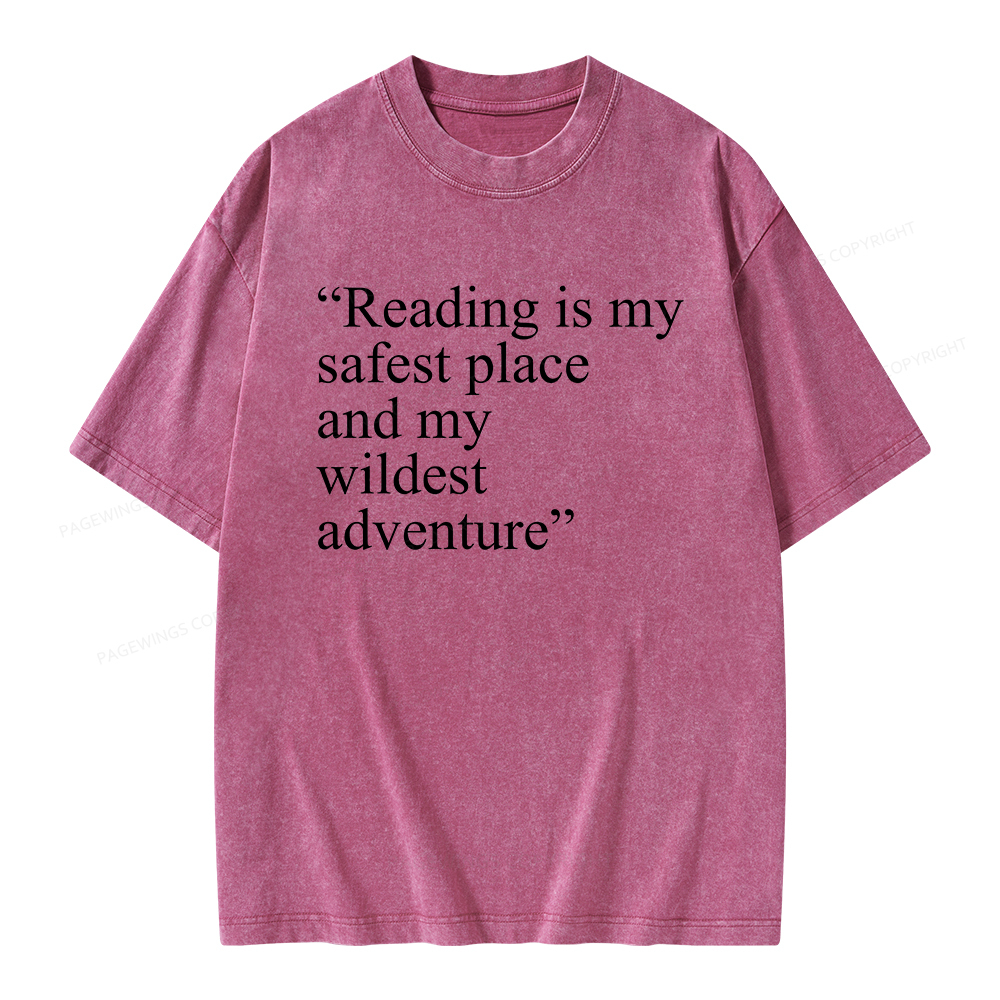 Pagewings Reading Is My Safest Place Unisex Washed T-shirt