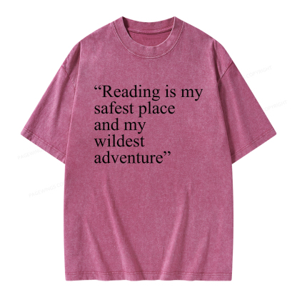 Pagewings Reading Is My Safest Place Unisex Washed T-shirt