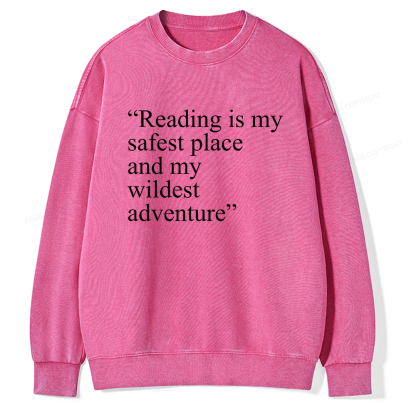  Pagewings Reading Is My Safest Place Unisex Washed Sweatshirt