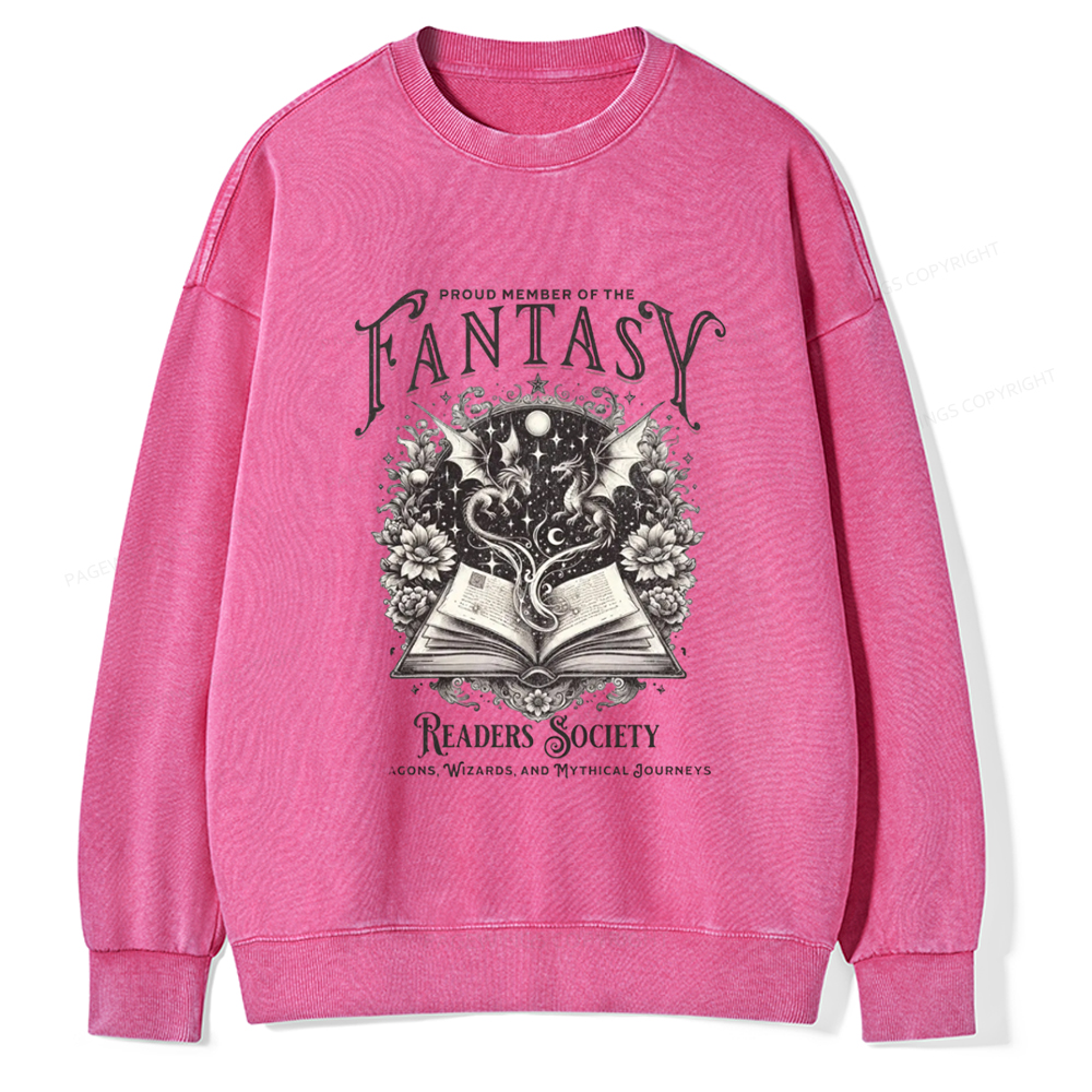 Pagewings Fantasy Readers Society Unisex Washed Sweatshirt