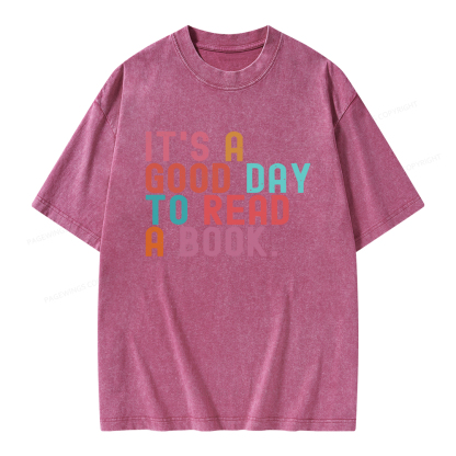 Pagewings It's Good Day to Read A Book Unisex Washed T-shirt