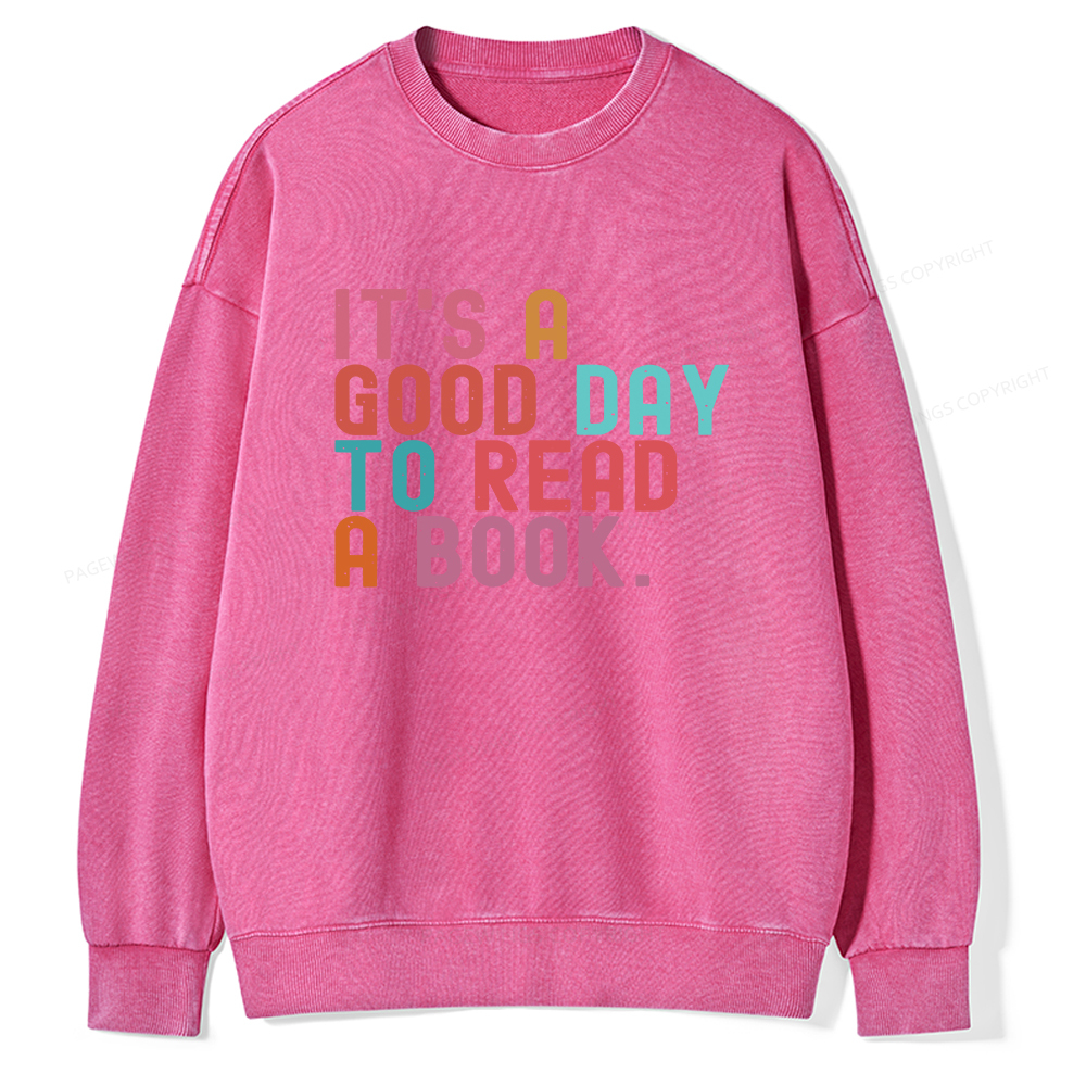 Pagewings It's Good Day to Read A Book Unisex Washed Sweatshirt
