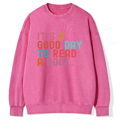 Pagewings It's Good Day to Read A Book Unisex Washed Sweatshirt