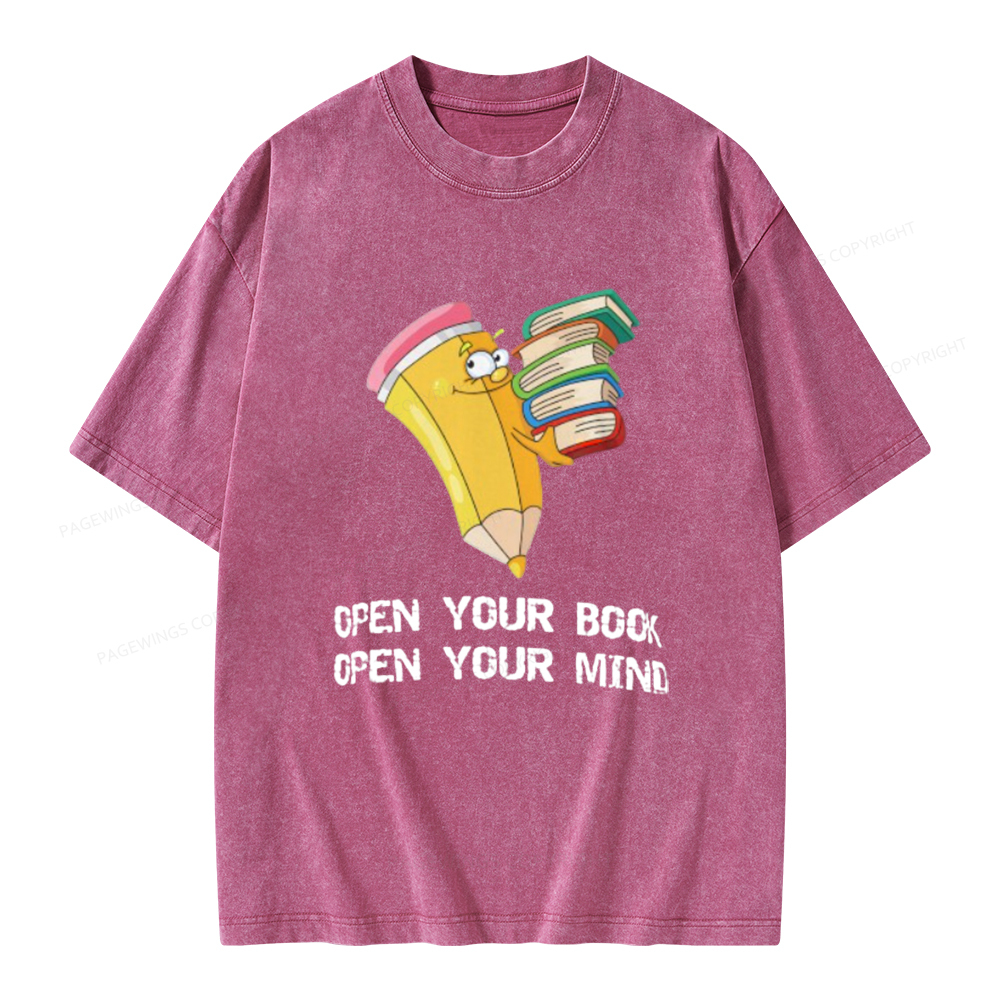 Pagewings Open Your Book Open Your Mind Unisex Washed T-shirt