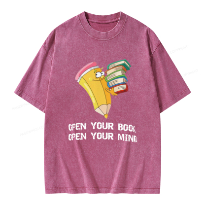 Pagewings Open Your Book Open Your Mind Unisex Washed T-shirt