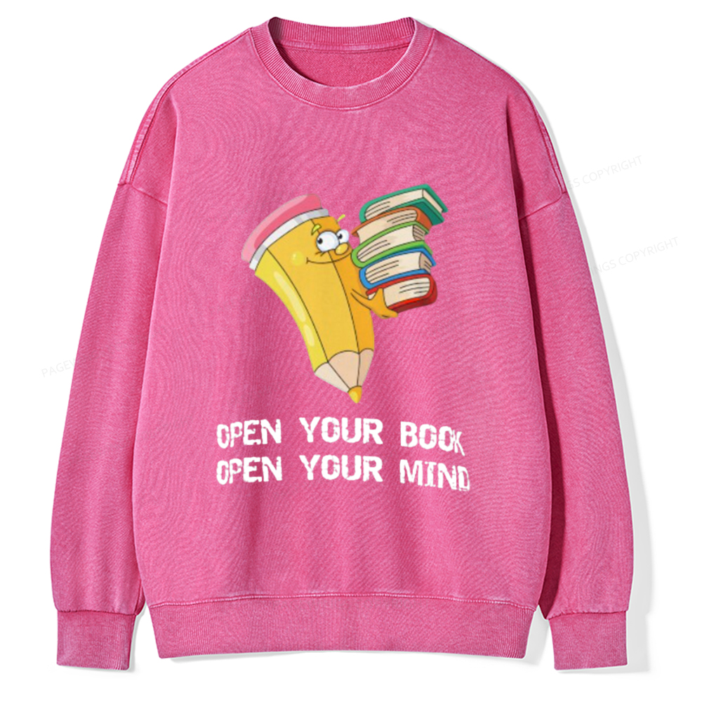 Pagewings Open Your Book Open Your Mind Unisex Washed Sweatshirt