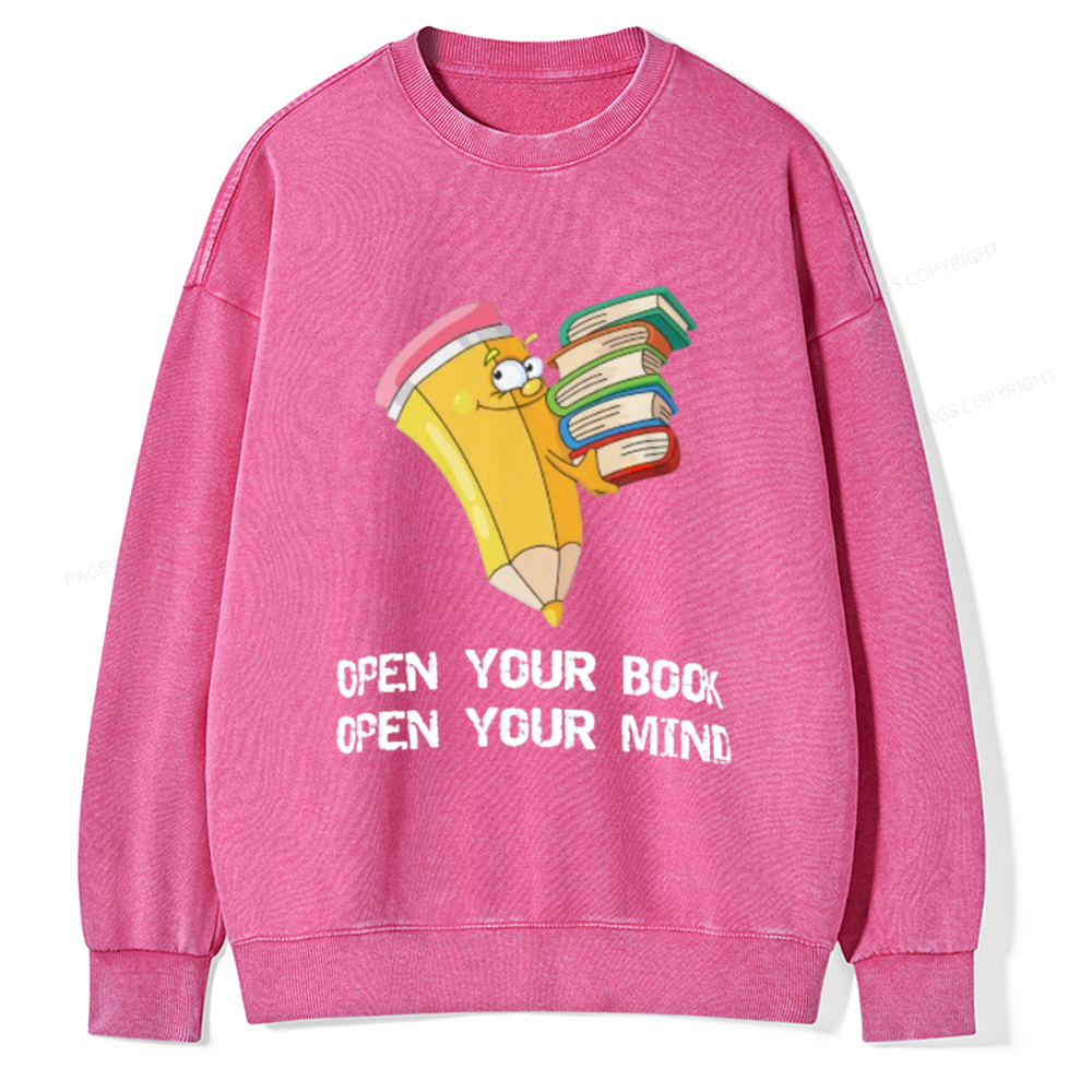 Pagewings Open Your Book Open Your Mind Unisex Washed Sweatshirt