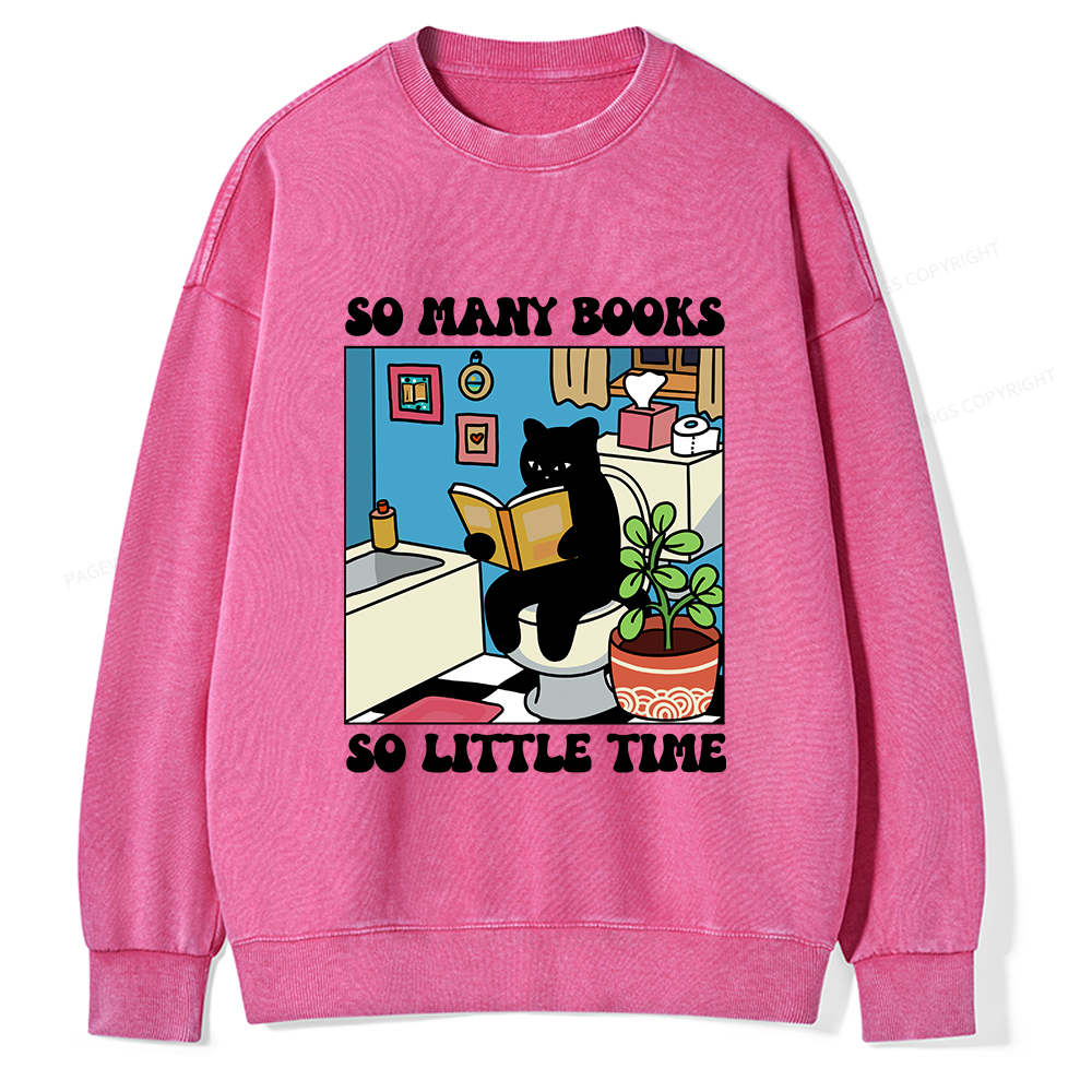 Pagewings So Many Books So Little Time Unisex Washed Sweatshirt