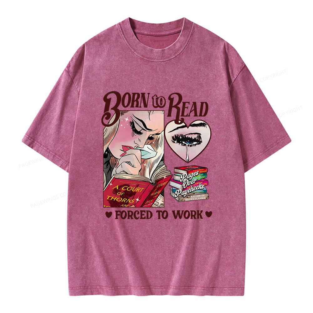 Pagewings Born To Read Bookish Unisex Washed T-shirt