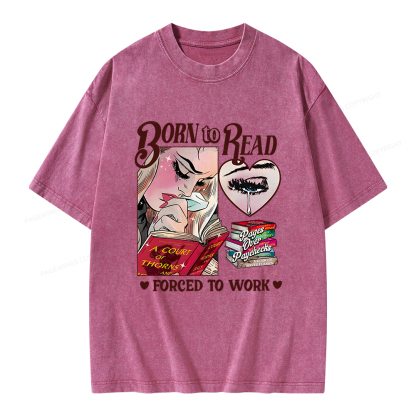 Pagewings Born To Read Bookish Unisex Washed T-shirt