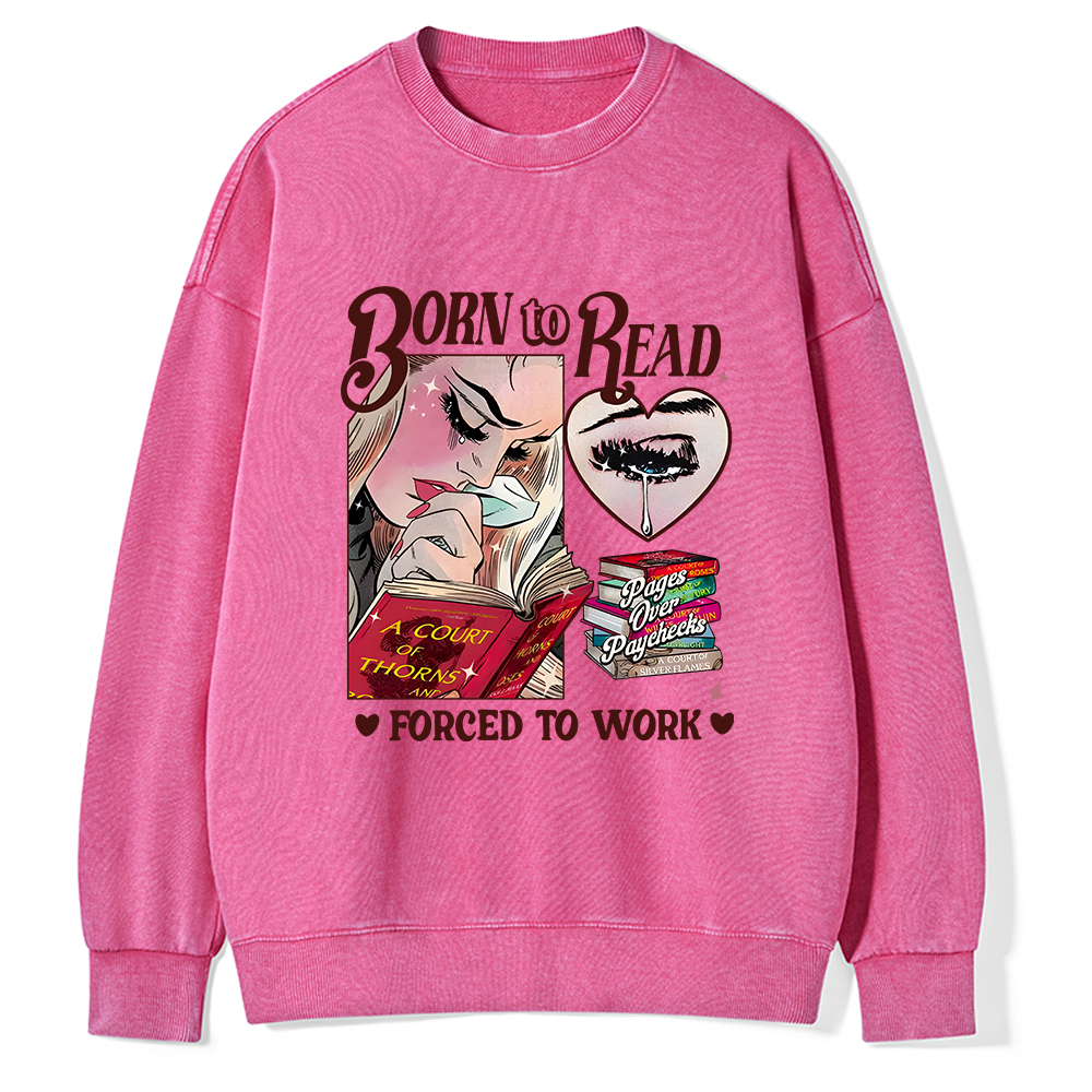 Pagewings Born To Read Bookish Unisex Washed Sweatshirt